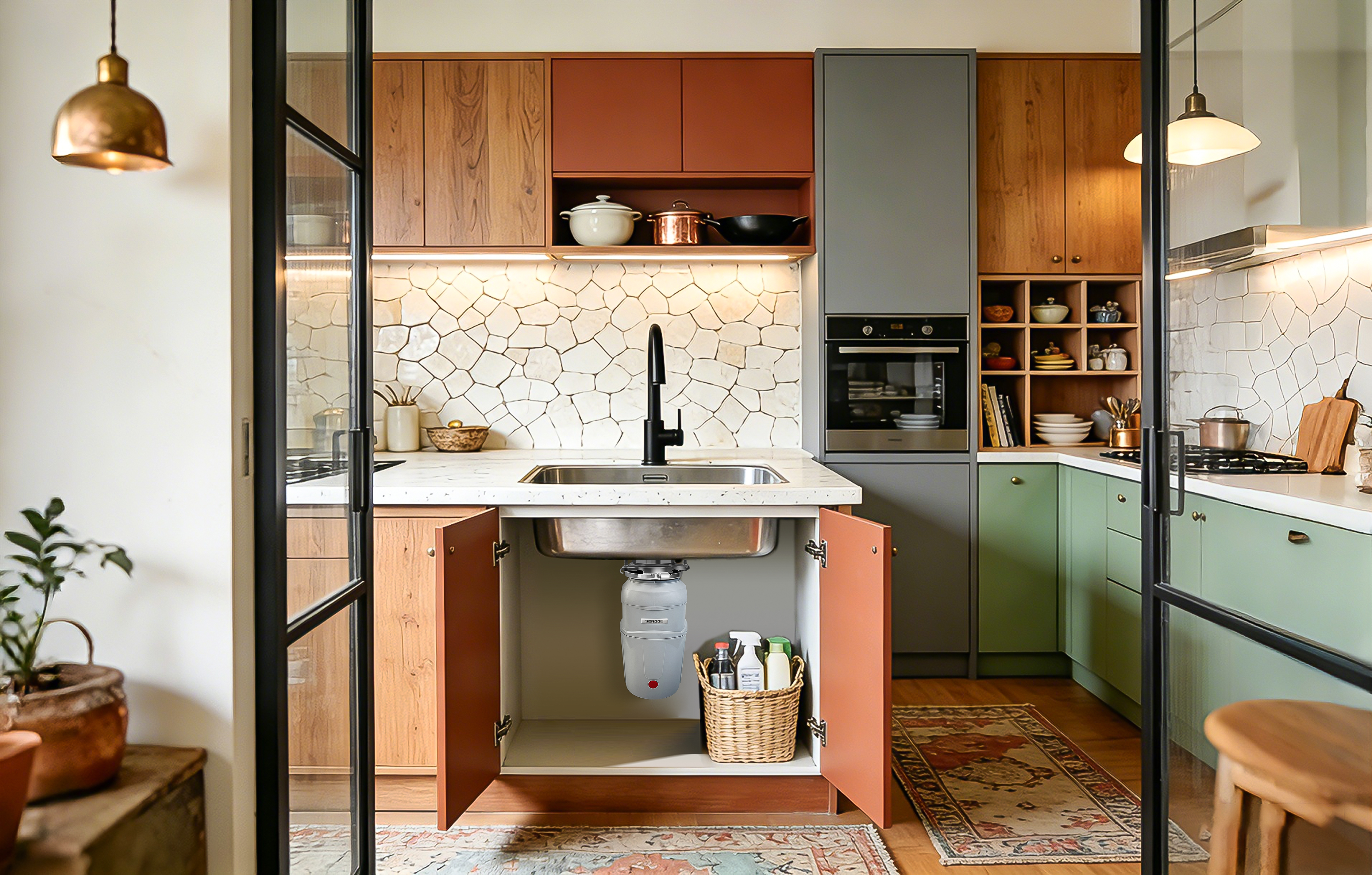 Modern installed kitchen view